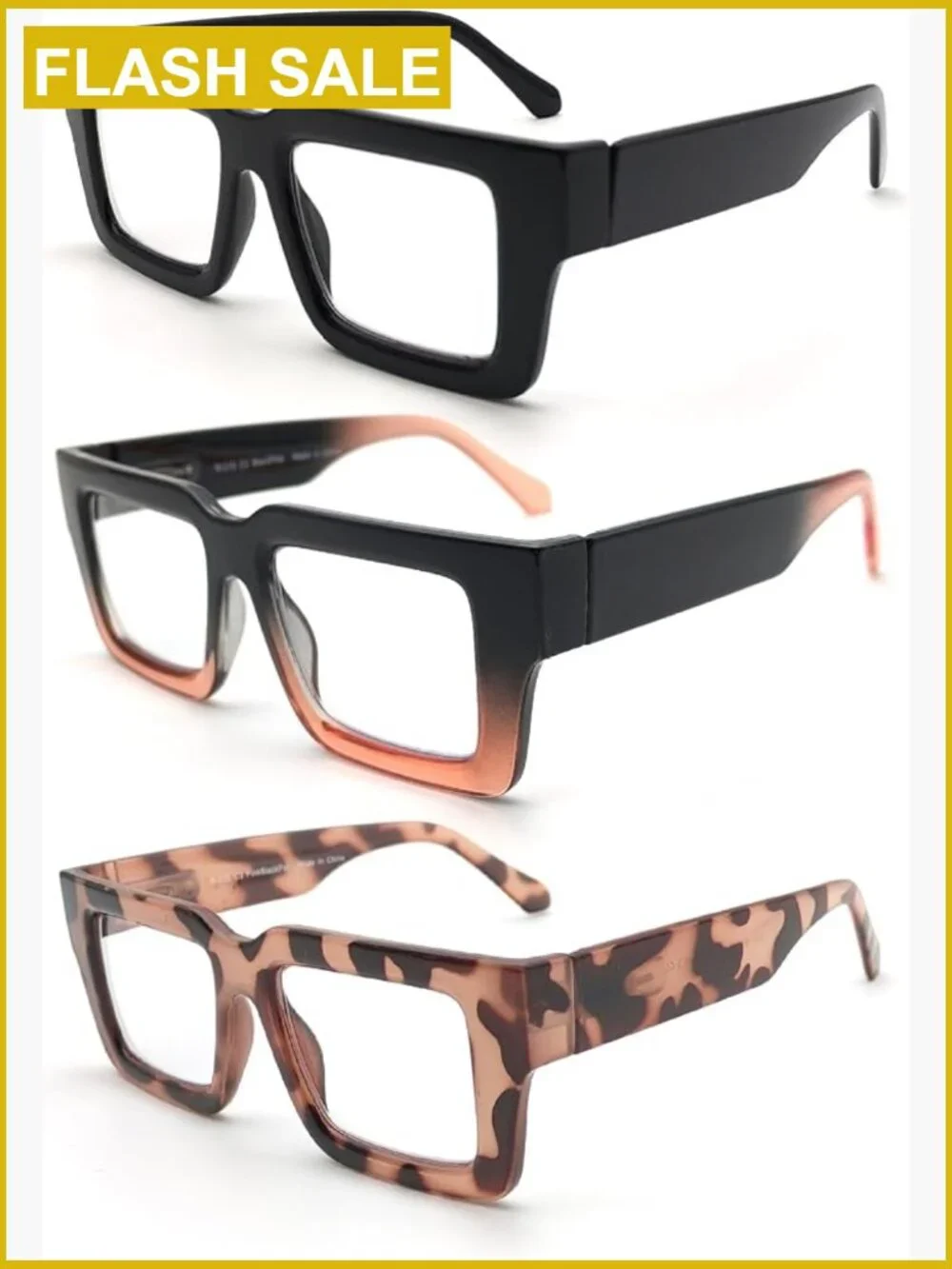 3-Pack Oversized Reading Glasses Blue Light Blocking Spring Hinge